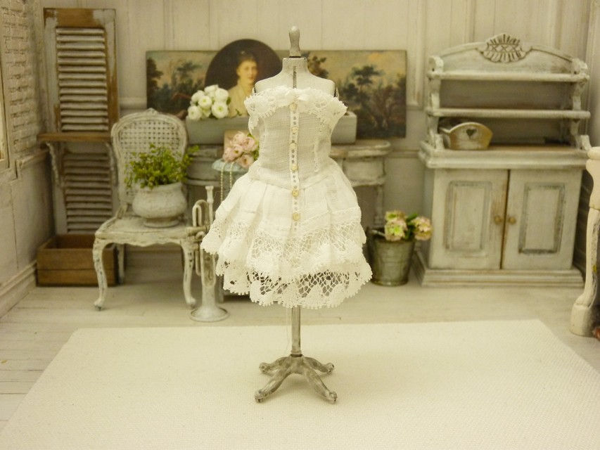 Miniature : Mannequin de Couture Miniature, Lingerie Corset, Linge Ancien