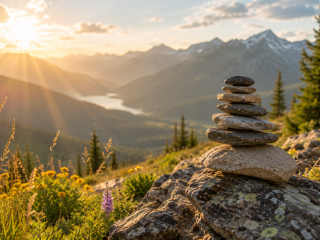 Rock cairn in the mountains