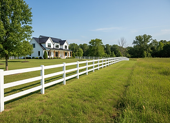 white vinyl ranch style picket fence