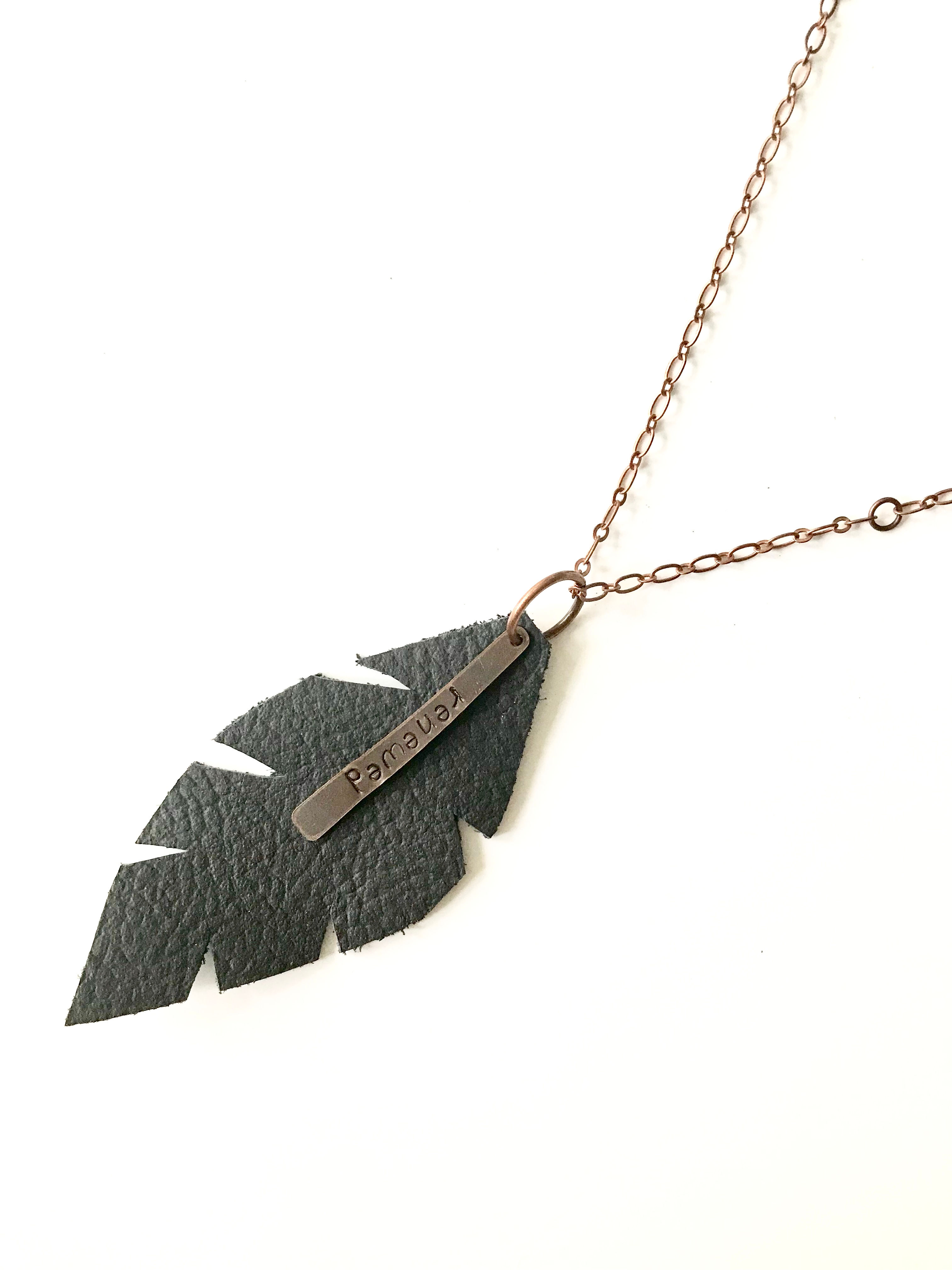 "Renewed" Leather Cut Feather Necklace