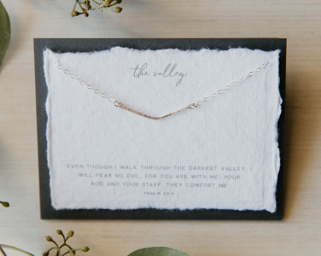 Mini "Valley" Christian Scripture Psalm 23:4 Inspired Necklace