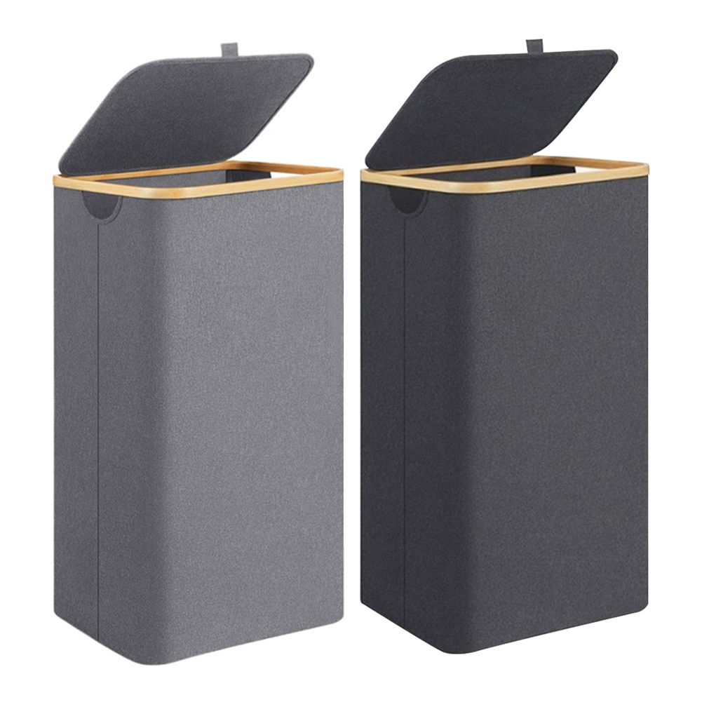 Cesta de almacenamiento de 100L, tapa de bambú con bolsa extraíble para baño