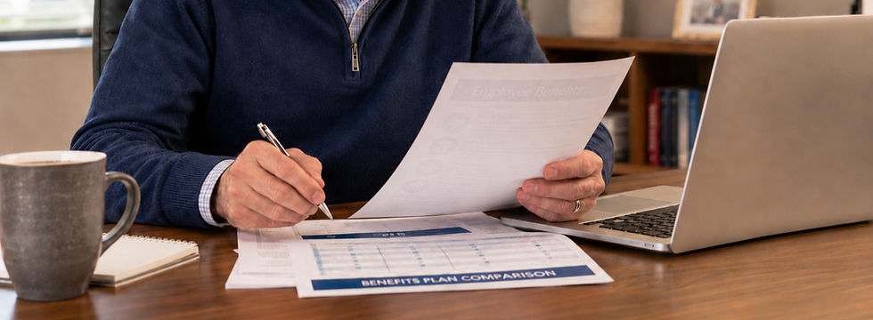 Man reviewing benefit plans