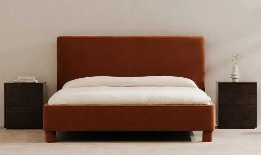 Lulu and Georgia Asner Platform Bed, Rust, King (Retail $2,099)
