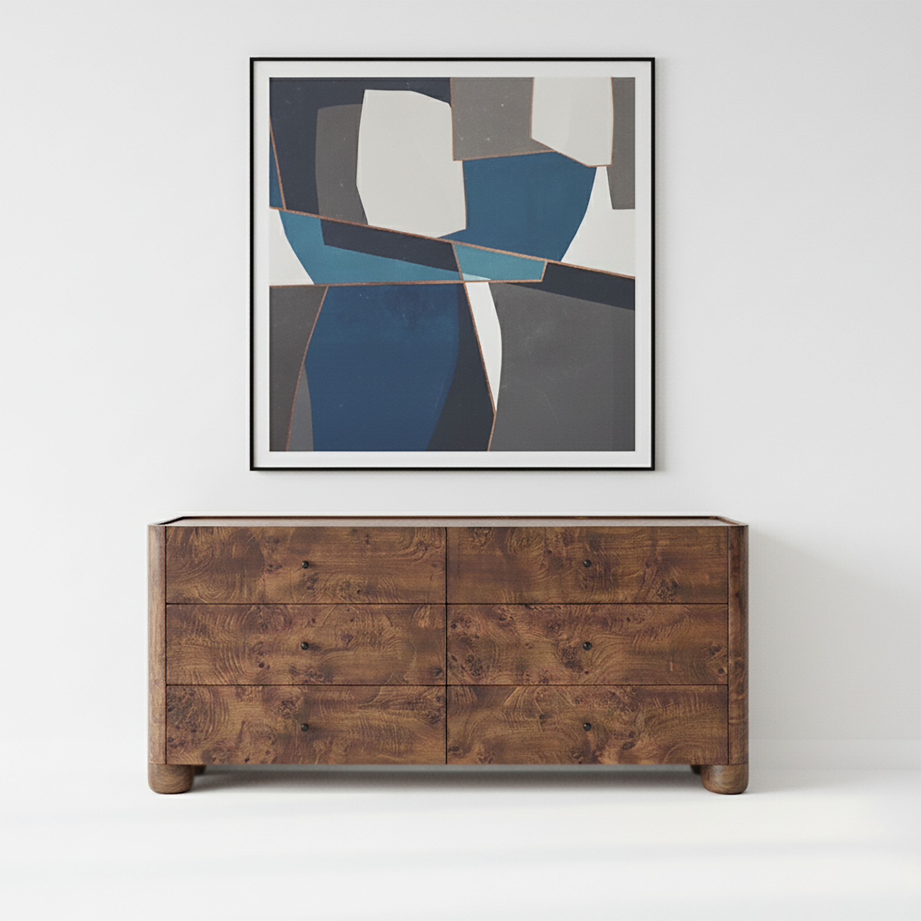 Rivka 6-Drawer Dresser (70") Dark Brown Burl