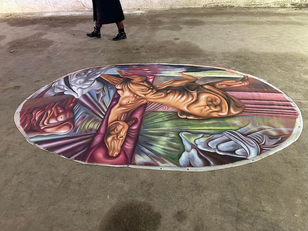 Réka Horváth painting SURREALIST EXPANSE, AND BODY HORROR in contemporary oil painting