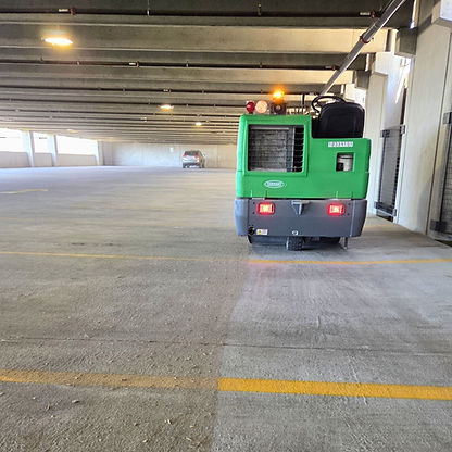 Commercial mechinical sweeping of parking garage