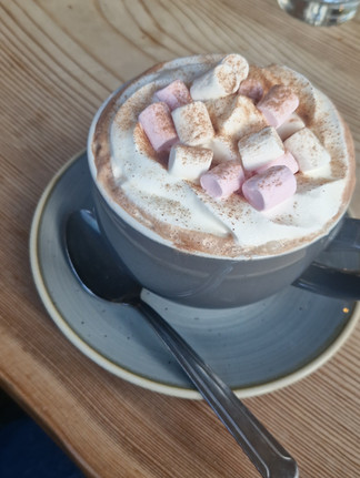 Hot Chocolate with Cream and Marshmallows, Applecross Walled Garden, Wester Ross, Scottish Highlands