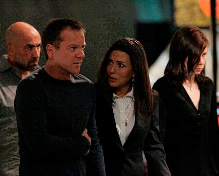 24: L-R: Morris, Jack, Nadia and Chloe (Carlo Rota, Kiefer Sutherland, Marisol Nichols and Mary Lynn Rajskub) plot against the terrorists who have infultrated CTU in the 24 episode "Day 6: 1:00 A.M. - 2:00 A.M." which aired on Monday, May 7 (9:00-10:00 PM ET/PT) on FOX. ©2007 Fox Broadcasting Co. Cr: Kelsey McNeal/FOX
