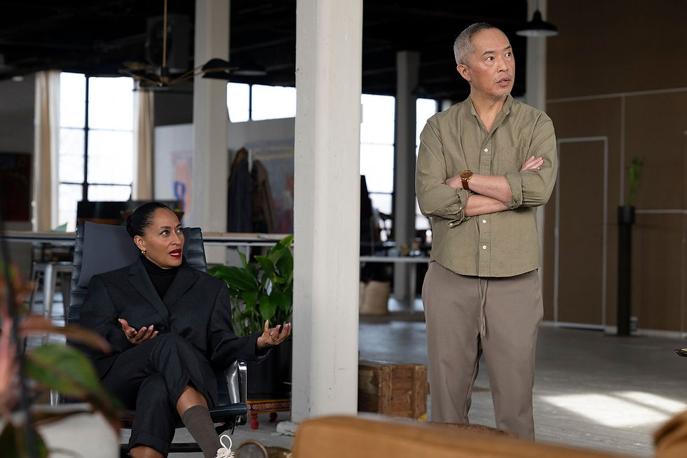 Tracee Ellis Ross and Ken Leung in BLOW THE HORN