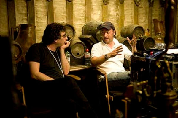 Neil Gaiman and director Matthew Vaughn on the set of "Stardust."