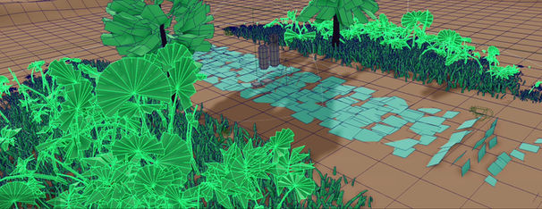 CGI layout of paper plants and pathways used to build the King Salman Park origami environment