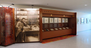 This is a photo of the display case of Cajal's drawings at the NIH. There is a large photographic portrait of Cajal displayed at the entrance.