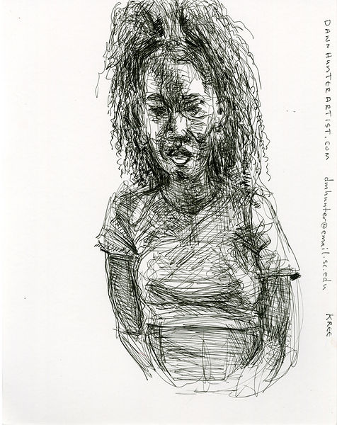 This is a portrait of a young African American woman by artist Dawn Hunter.