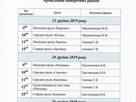 Графік новорічних свят