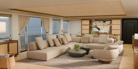 3D modeling and furniture of a luxury yacht interior