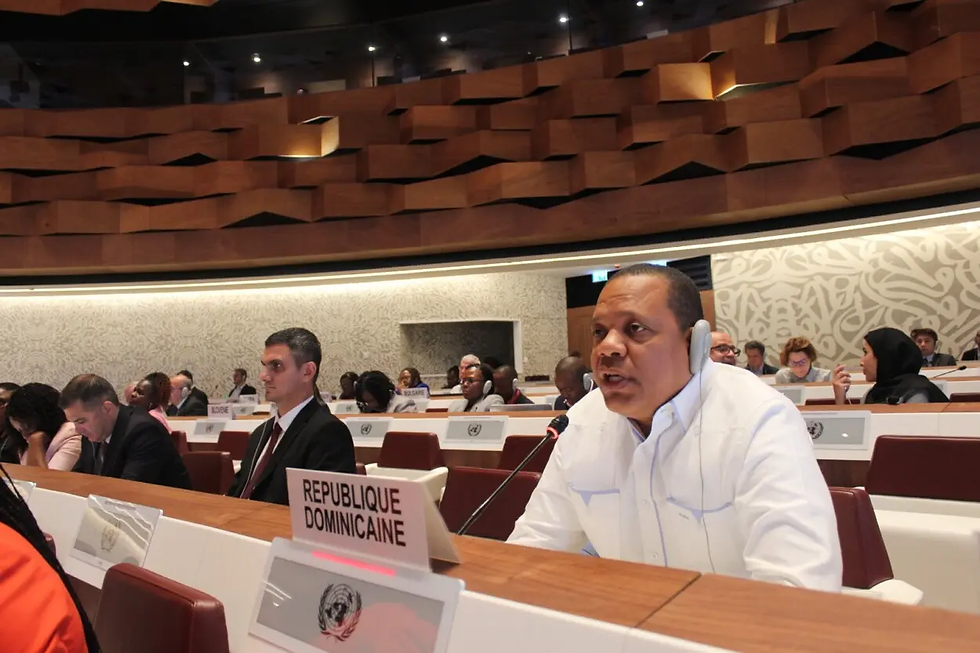 Eddy Alcántara habla en la 9na. Conferencia sobre Competencia y Protección al Consumidor en UNCTAD, en Ginebra, Suiza. / Fuente externa.