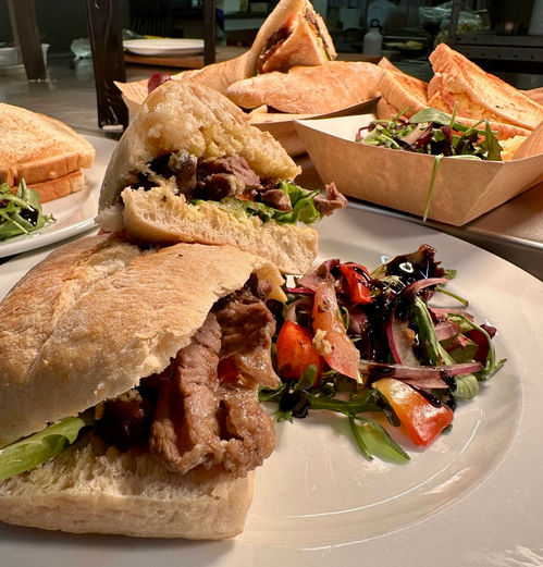 Delicious grilled sandwich with side salad at The Clarence House Hotel, Tenby, Pembrokeshire.