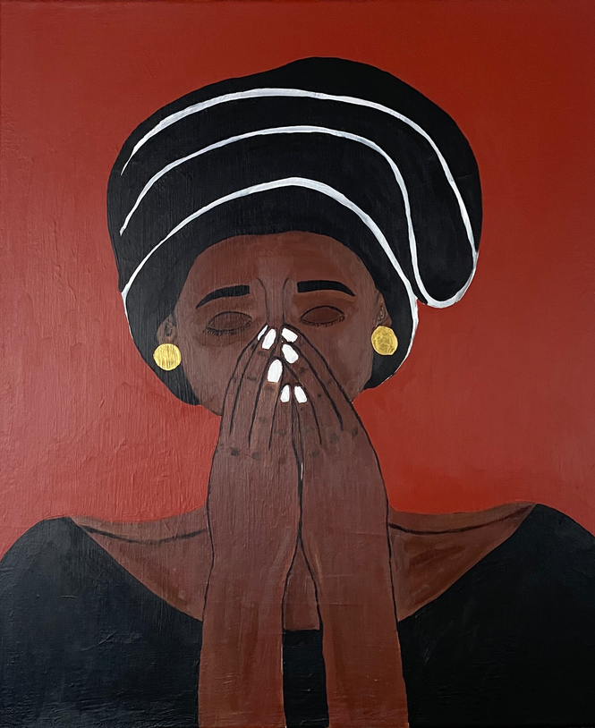 46x55 peinture acrylic sur toile de lin
