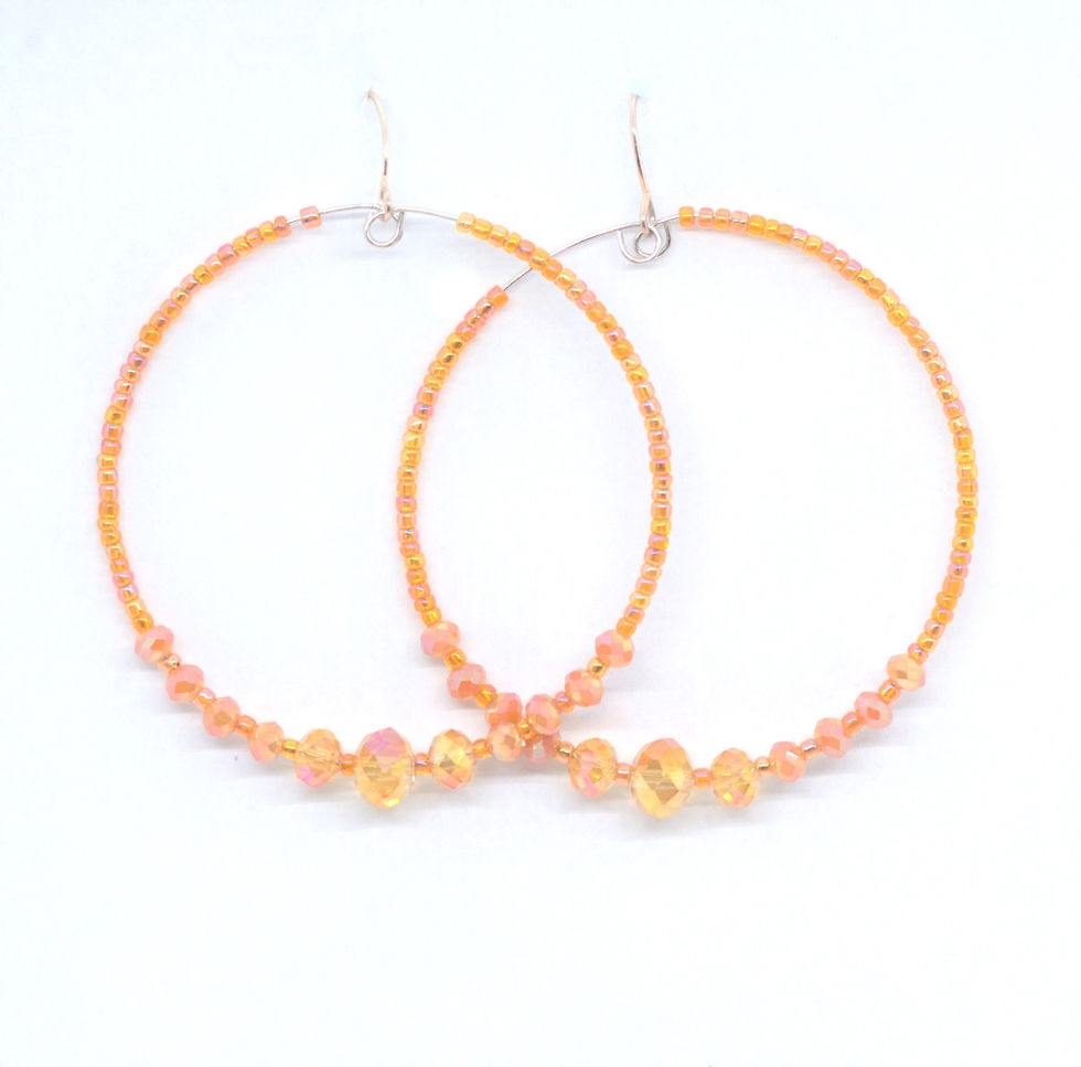 Orange Crystal Hoops