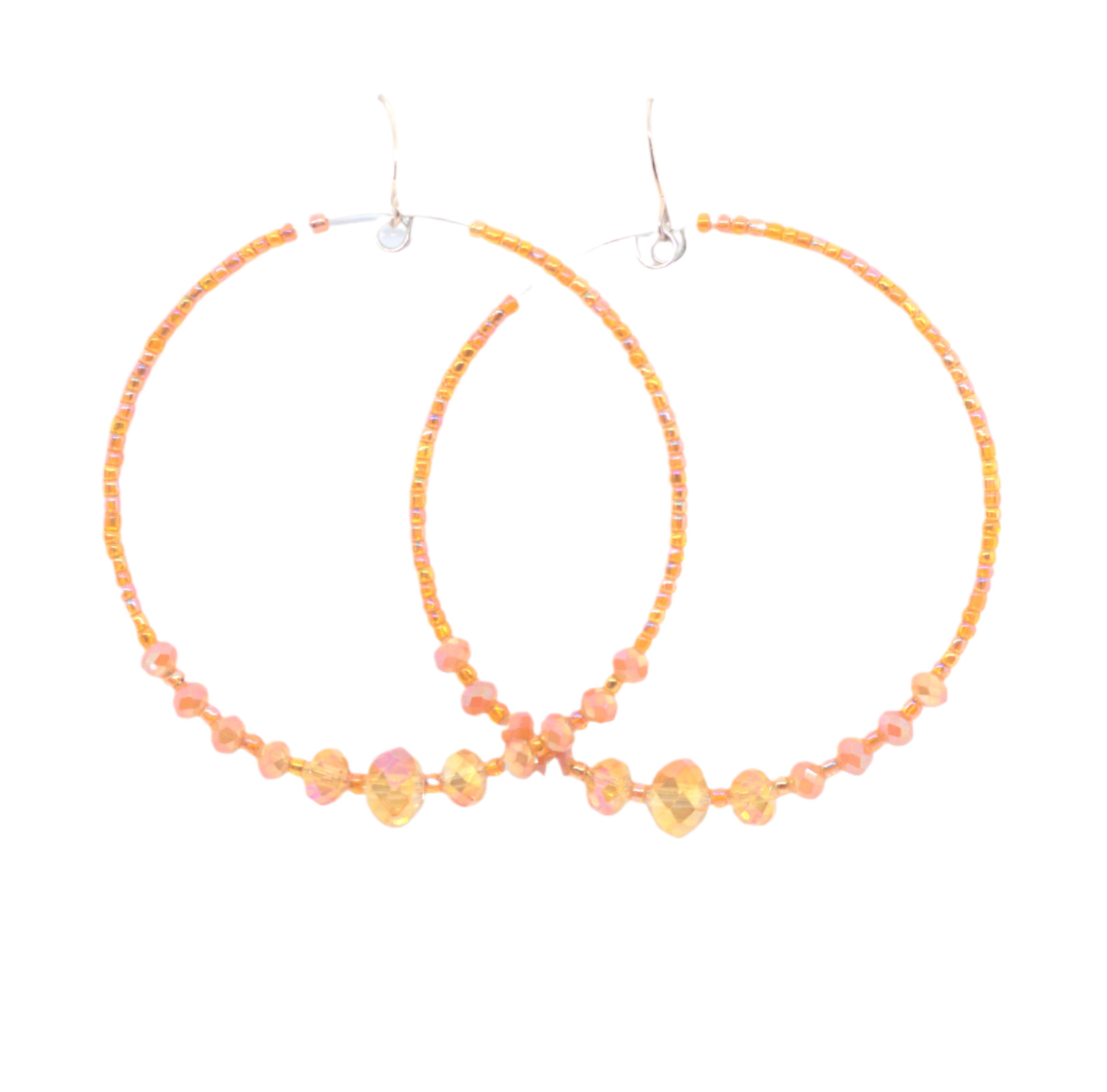 Orange Crystal Hoops