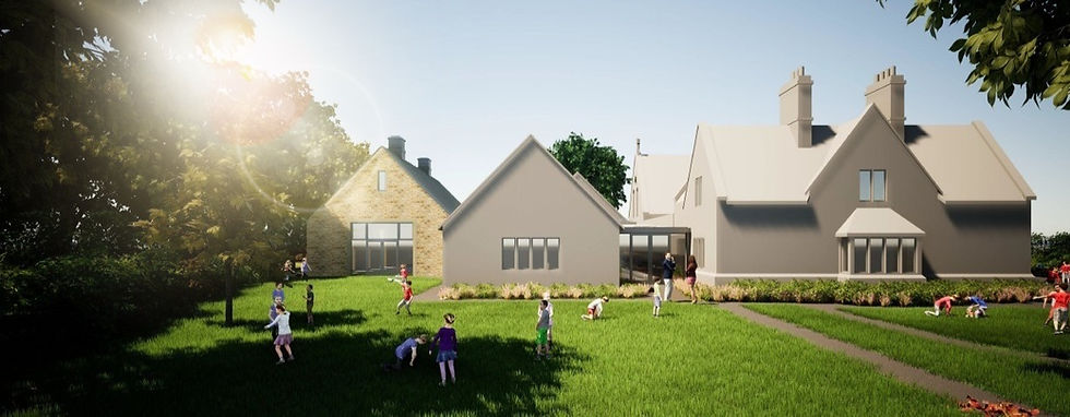Architect's drawing of how a side elevation of Hatherop Primary School will look once the project has been completed.