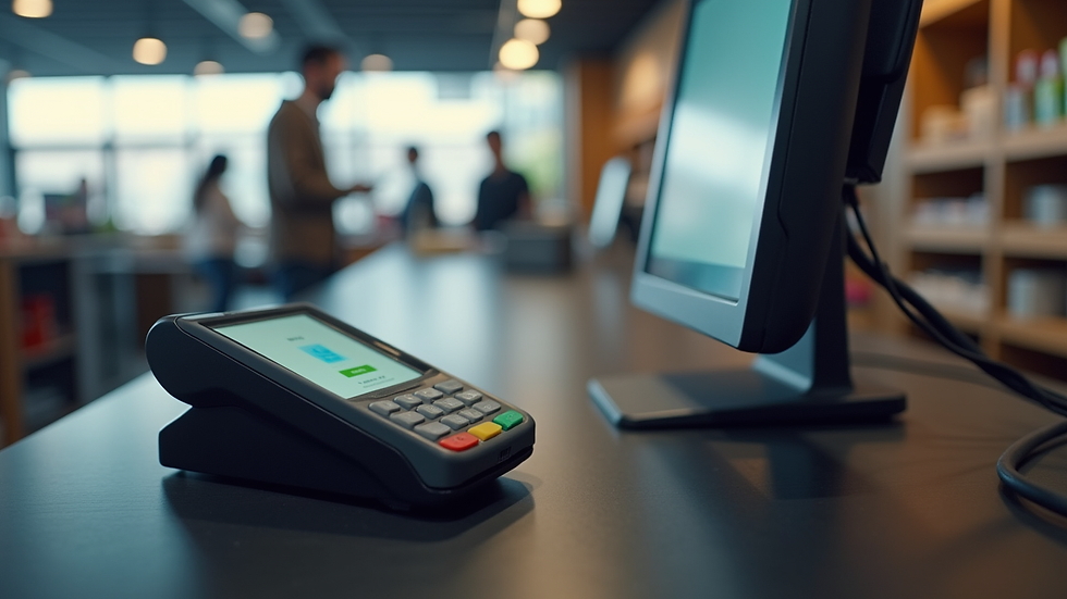 Eye-level view of a payment terminal at a retail store
