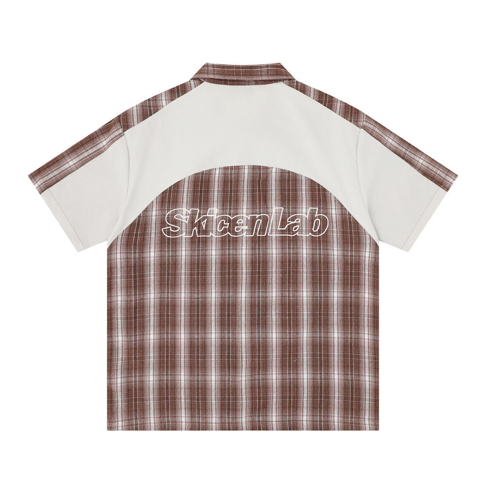 Patchwork Plaid Short Sleeve Shirt