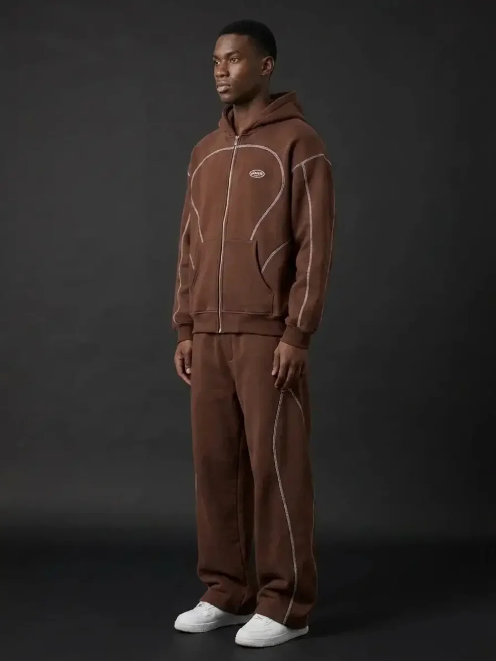 Contrast Stitch Fleece Tracksuit Set