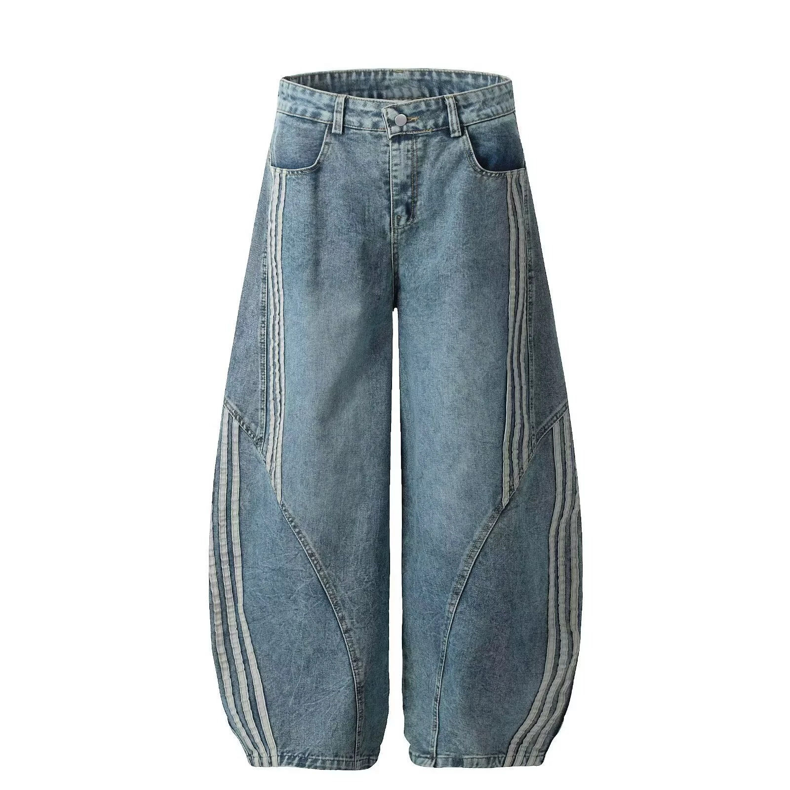Triple Stripe Side Panel Wide Leg Jeans