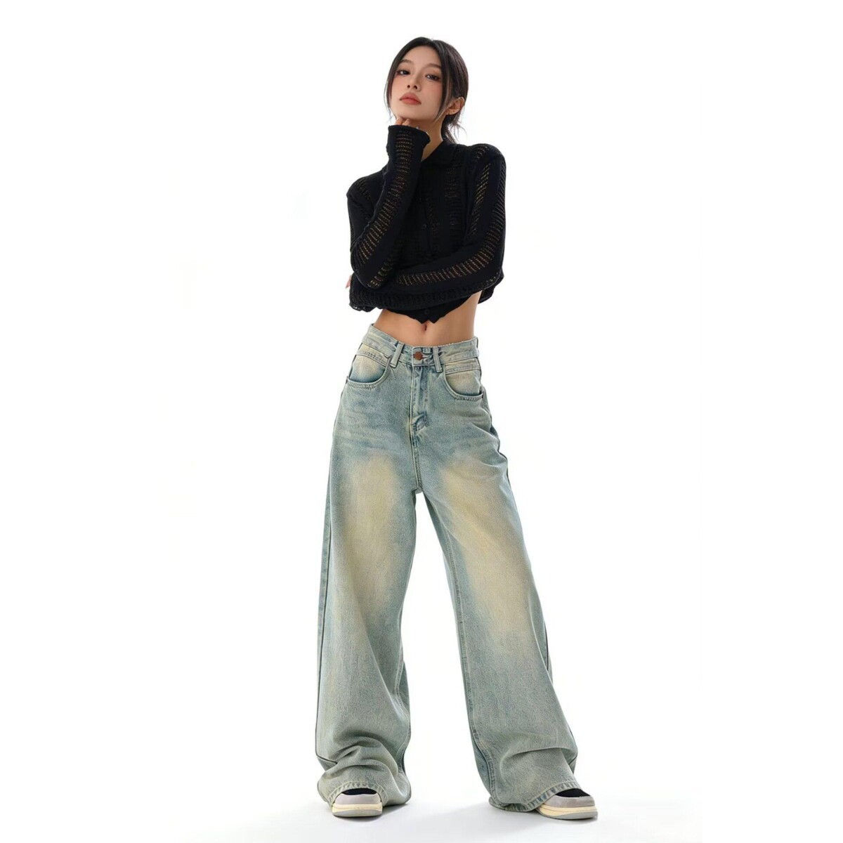 Vintage Wash Straight-Leg Jeans