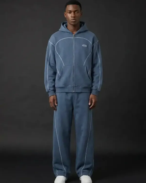 Contrast Stitch Fleece Tracksuit Set