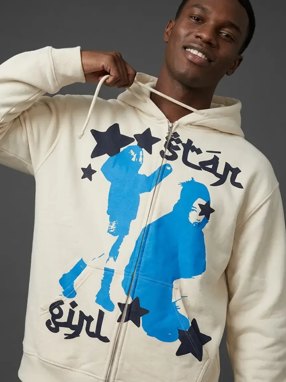Street Print Zipper Hoodie