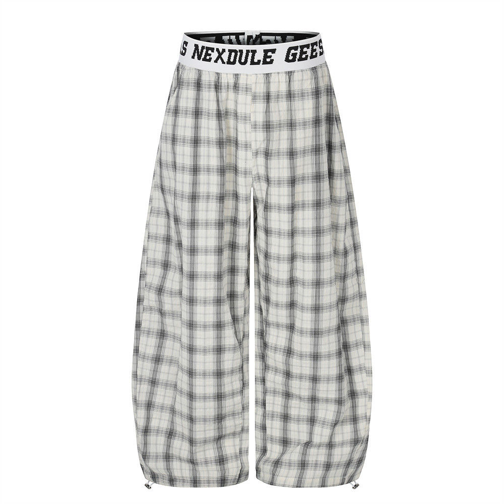 Oversized Plaid Wide Leg Trousers
