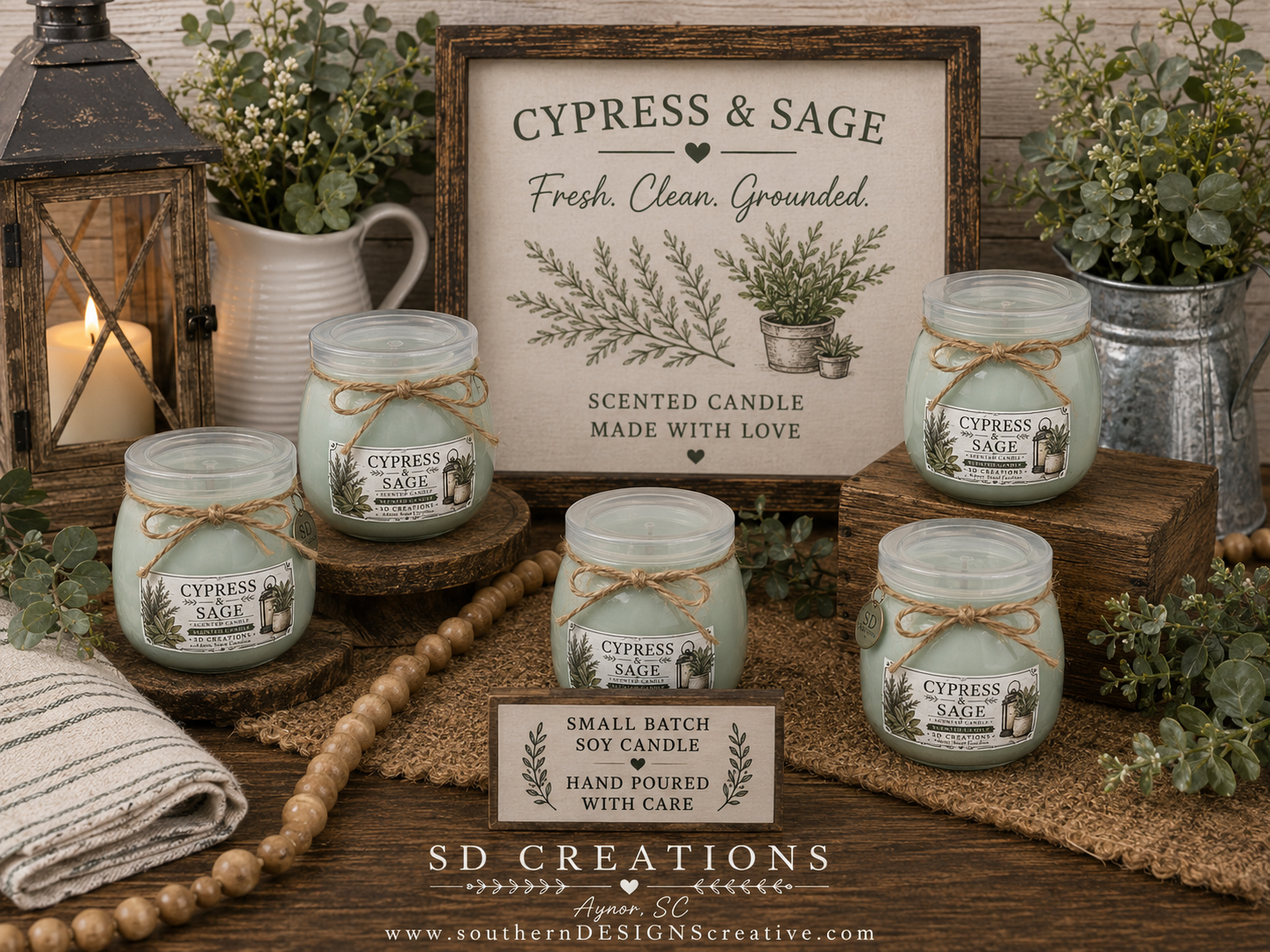 Cypress & Sage Soy Candles