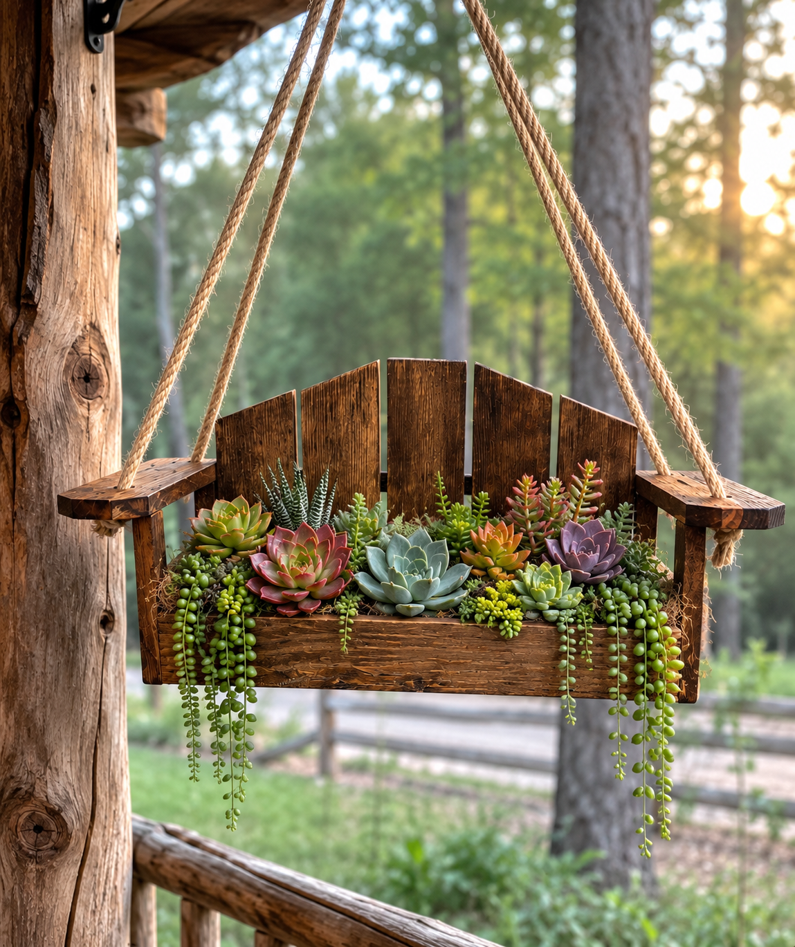 Mini hanging swing planter or bird feeder