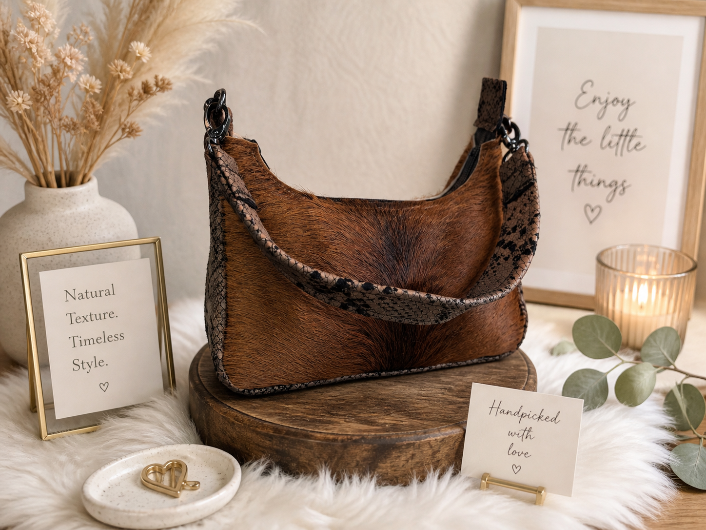 Genuine brindle cowhide purse