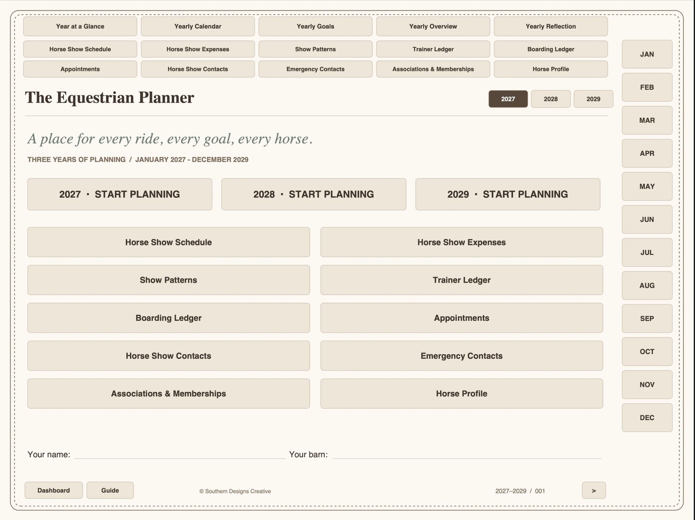 2027–2029 Ultimate Horse Show Digital Planner