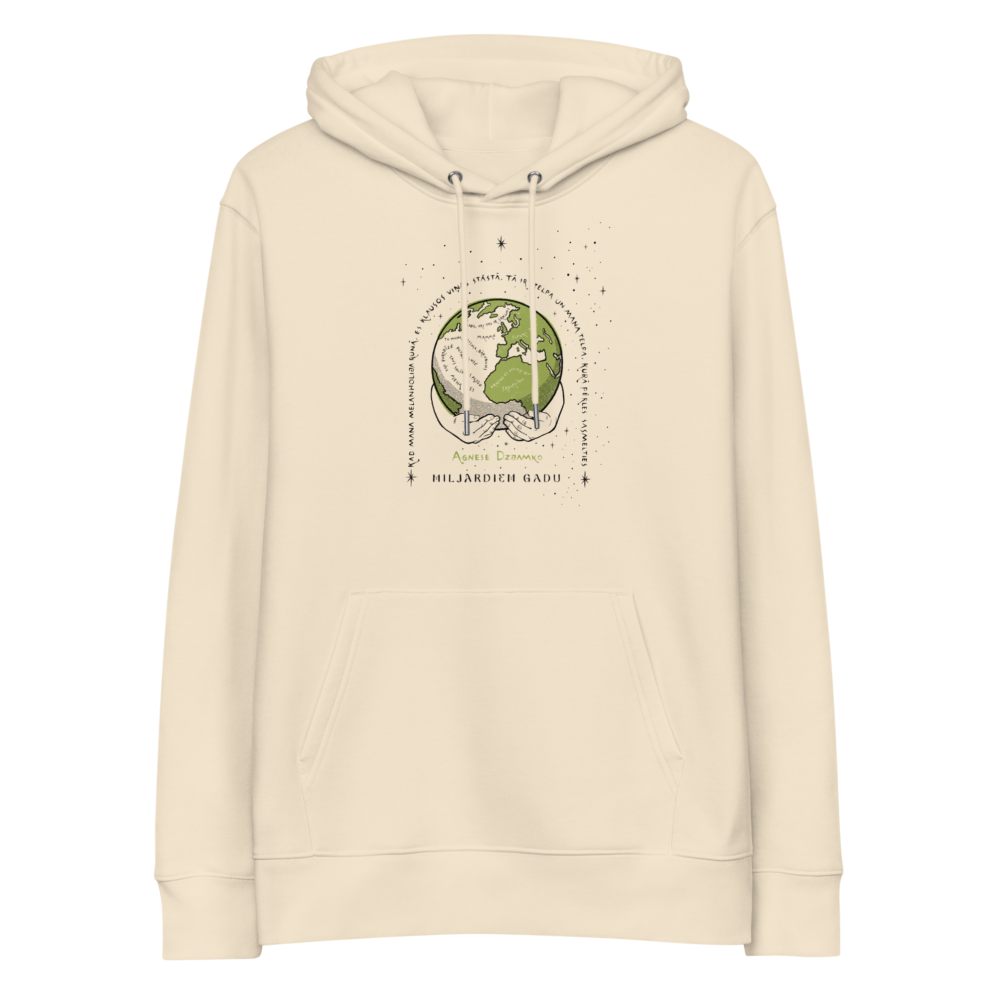 MILJARDIEM GADU Unisex eco hoodie - Beige n Green