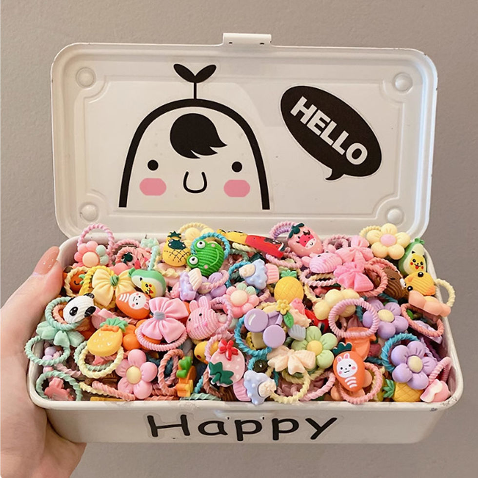 Miniatura: Pacote com 50 ou 100 elásticos de cabelo fofos para meninas, alta elasticidade, 