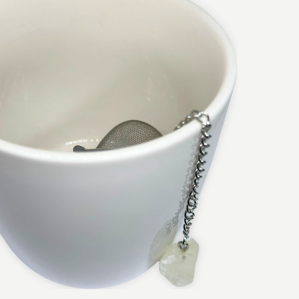 Miniatura: Filtro de té con colgante en punta de cuarzo citrino