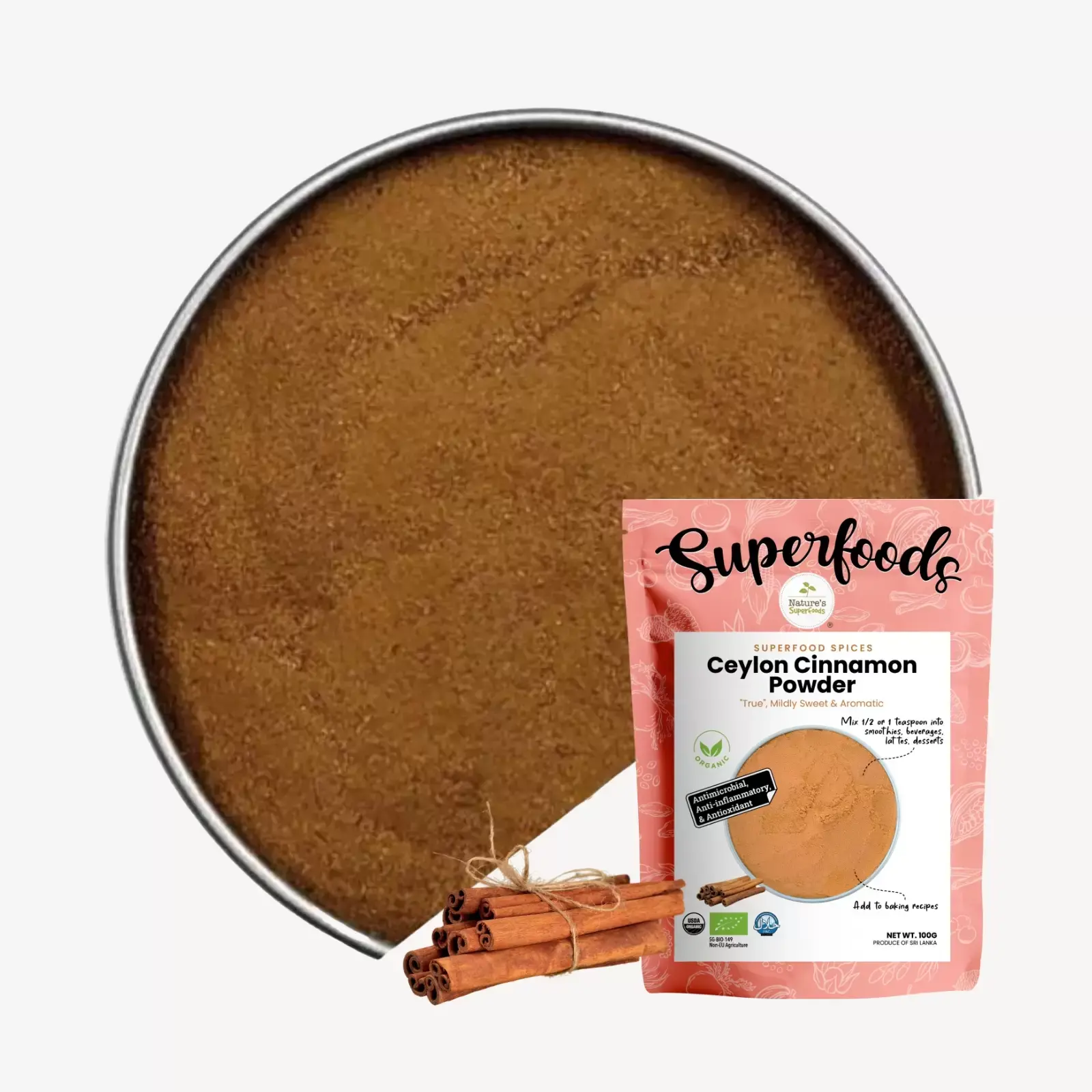 Nature's Superfoods - 100% 有機錫蘭肉桂粉 100% Organic Ceylon Cinnamon Powder 100g