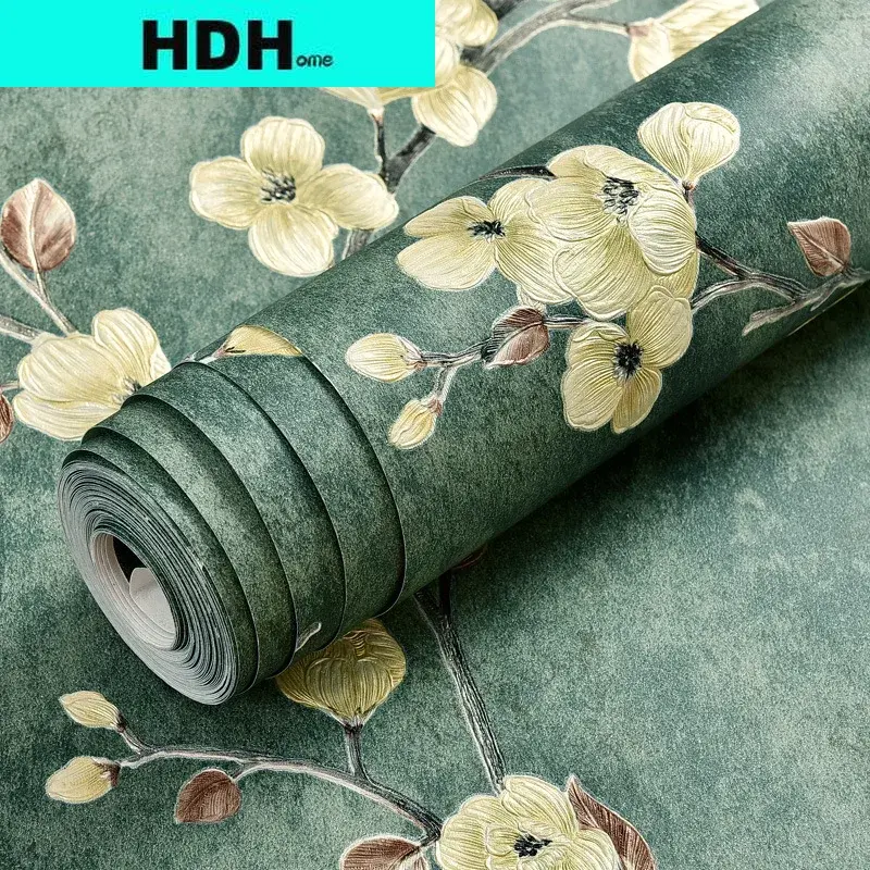 3D American Retro Non-Woven Self-Adhesive Wallpaper Rustic Vine Flower