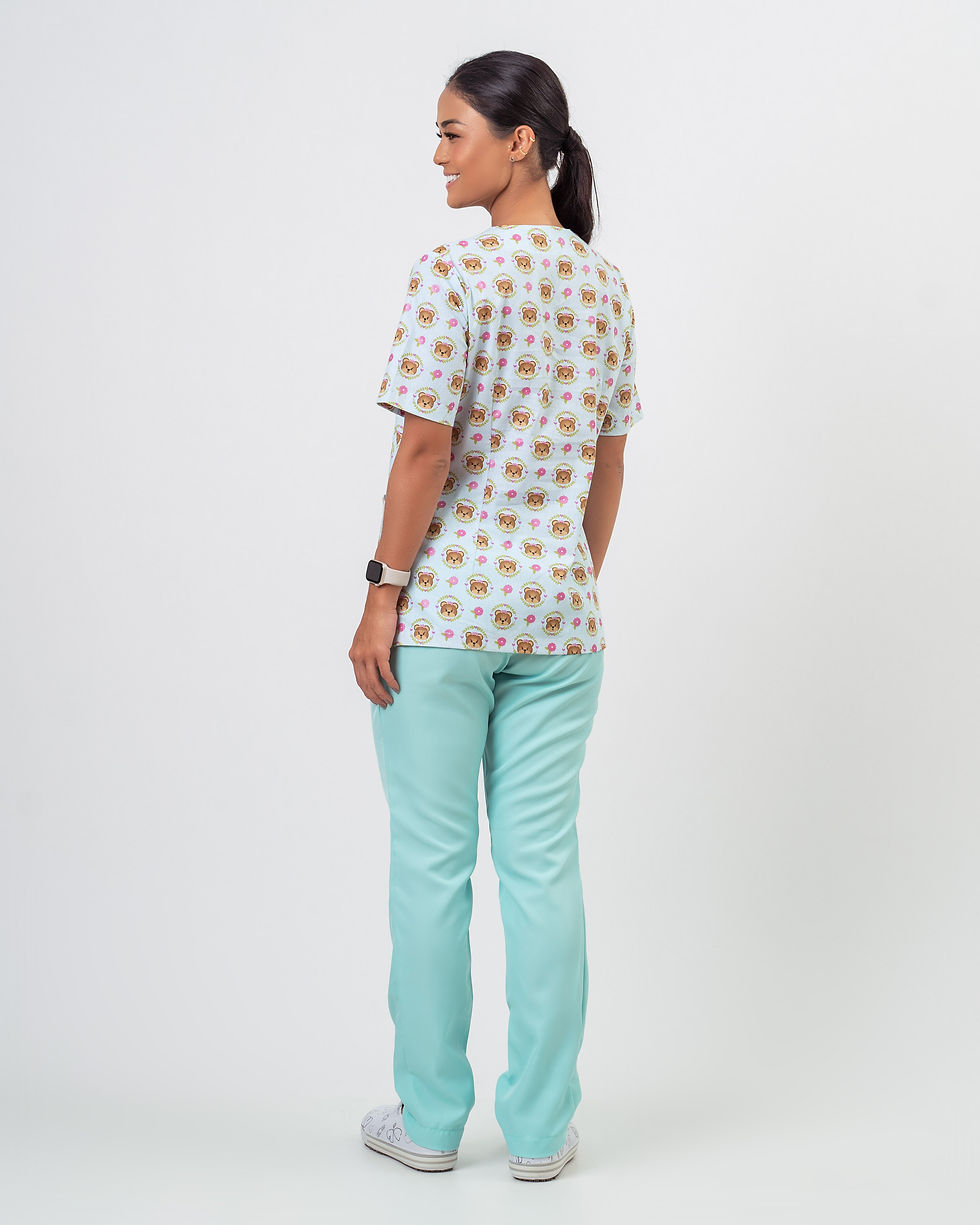 Miniatura: Scrub Estampa Infantil Azul - Feminino