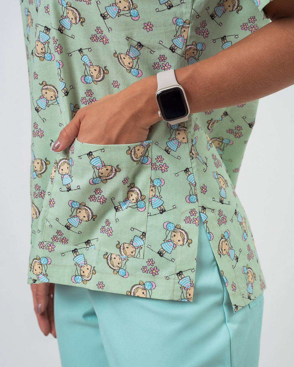 Miniatura: Scrub Estampa Infantil Verde - Feminino