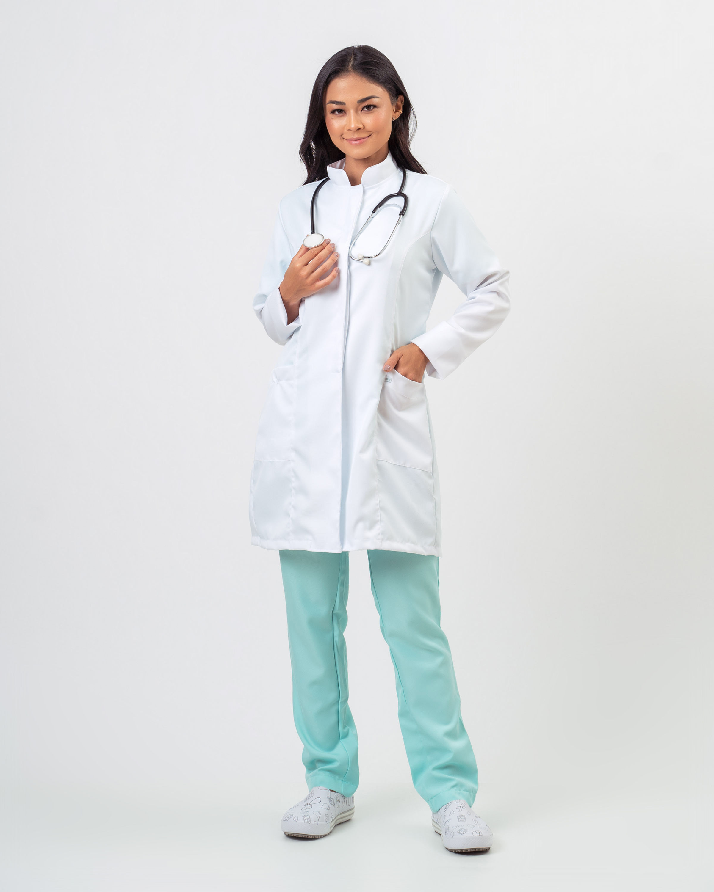 Jaleco Turquesa - Gabardine - Feminino