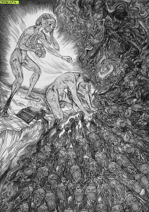 tesebat drawing depress memory ghost devil voices dark I see dark