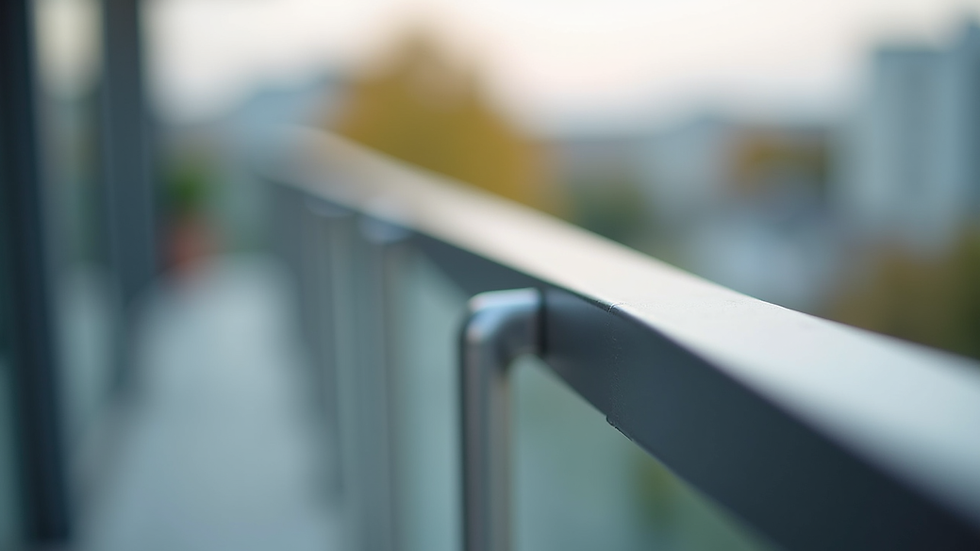 Close-up view of aluminum railing profile installed on a balcony