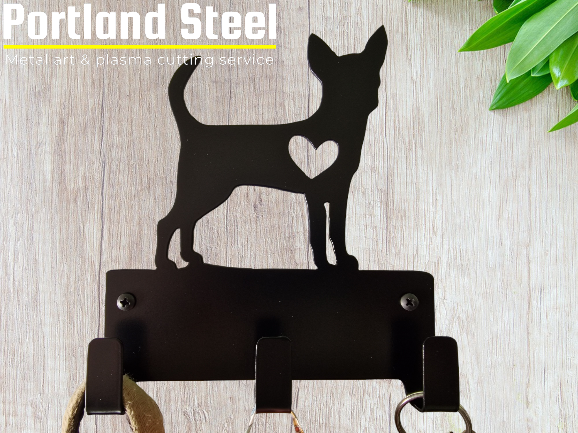 Chihuahua dog, Lead holder, Key holder, Coat hook, solid steel