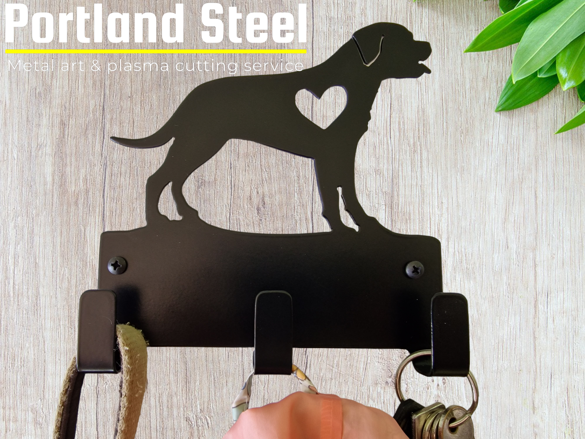 Rottweiler dog, Lead holder, Key holder, Coat hook, solid steel